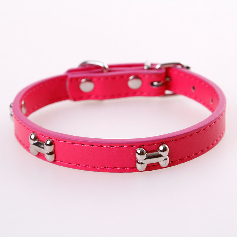 Pet dog cat leather collar